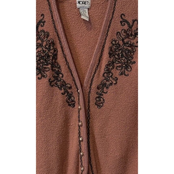 COPY - Koret Women's Mauve Cardigan Vest Sweater Size Large Flowers Sewn Glitter - Picture 2 of 7